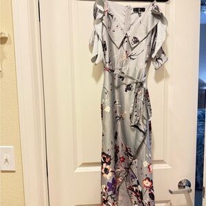 Floral Wrap Dress in Gray by [Brand]